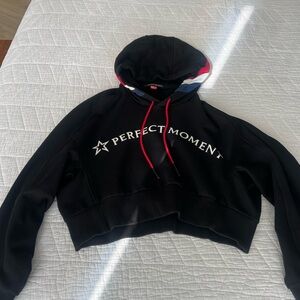 Perfect Moment Black Hoodie with Red Accents